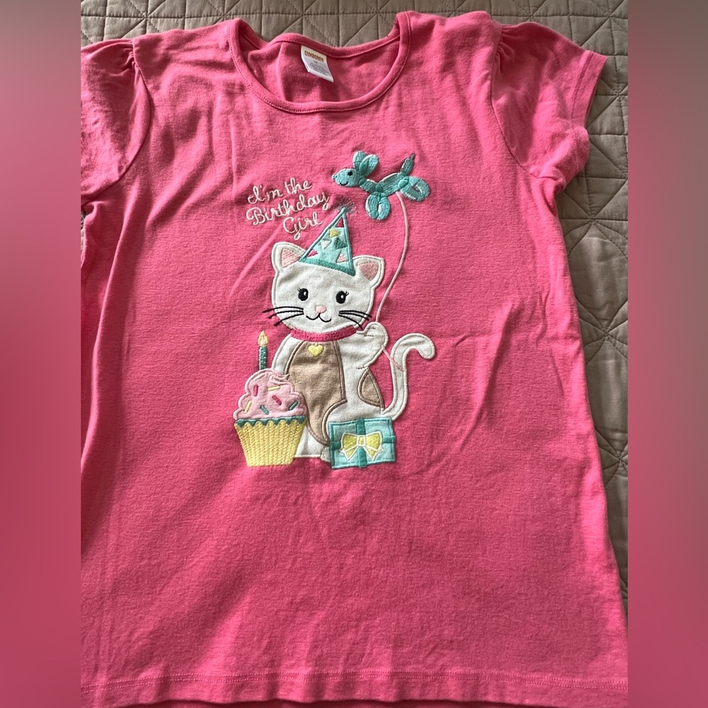 Pink Cat Birthday Girl T-Shirt